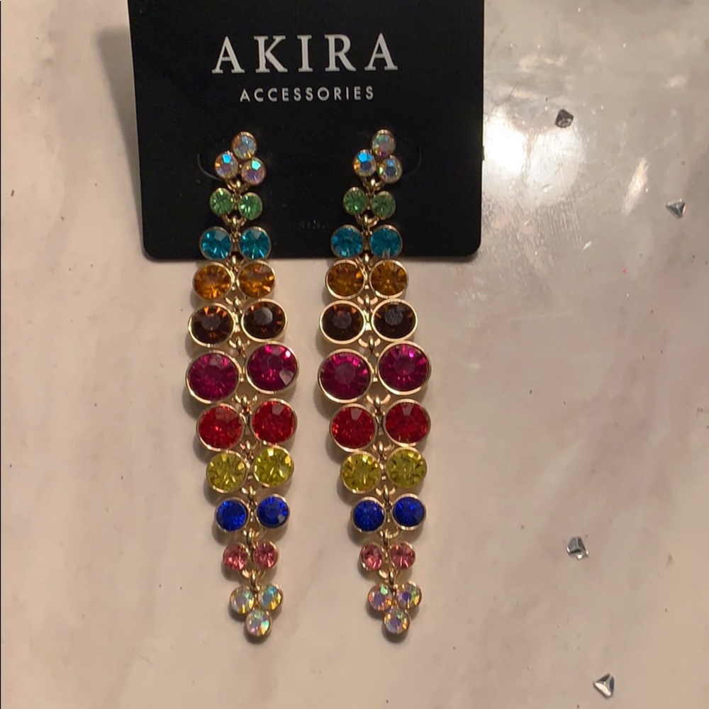 Long colorful bejeweled earrings